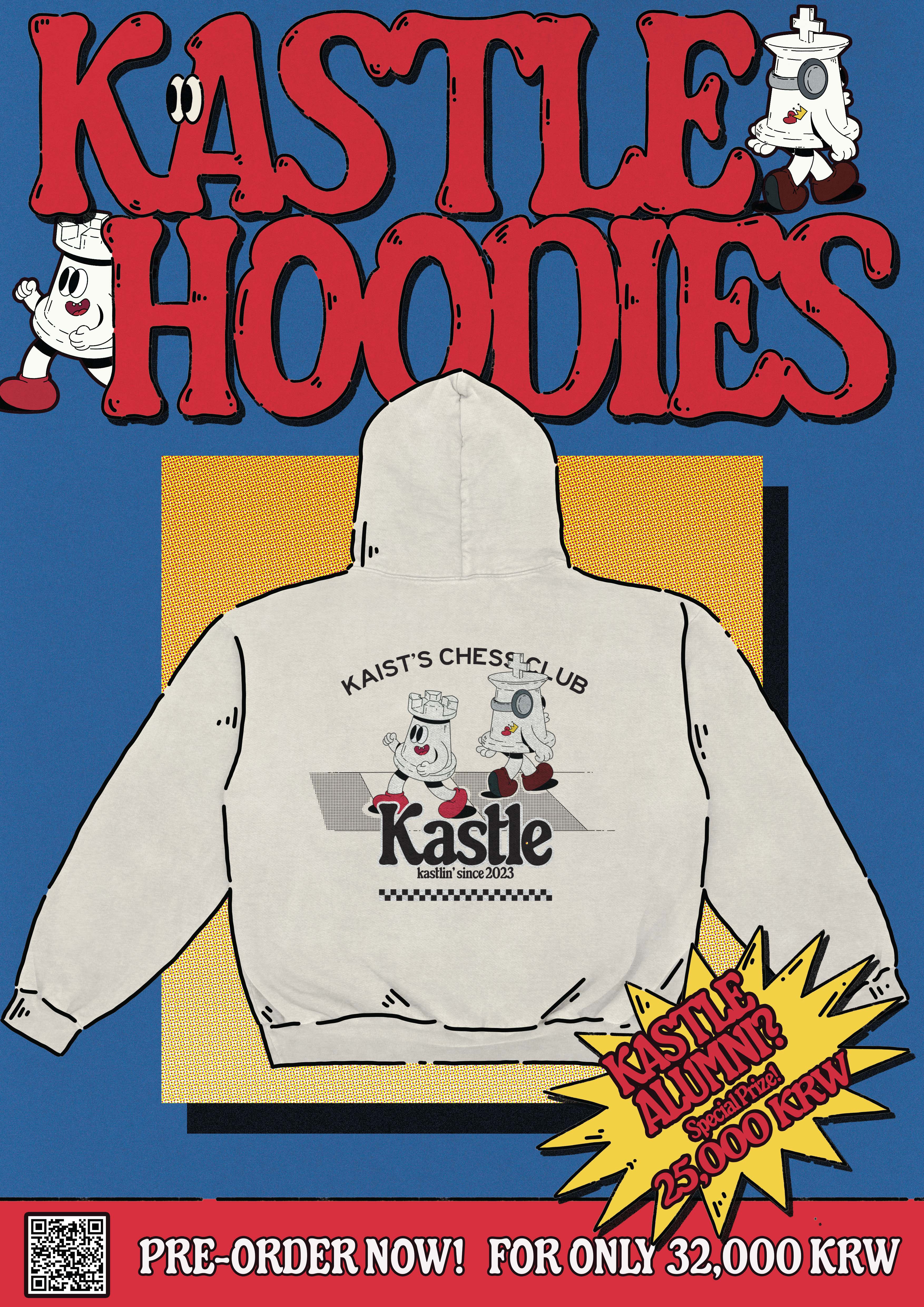 To carry on with the retro-cartoon style on the hoodie, the advertisement poster is also retro advertisement design.